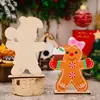 Decoraciones Navideñas Nuevas Transfronterizas Pareja Hombre de Jengibre Hombre de Galleta de Navidad Adornos de Escritorio Navideño Adornos de Madera Navideños