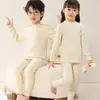Conjunto de Ropa de Otoño para Niños, Pijama Suave de Felpa para Niños, Conjunto de Ropa Interior Térmica Estudiante para Niñas, Camiseta Base de Algodón para Niños Pequeños