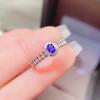 Anillo de Plata S925 con Incrustación de Zafiro Natural, Diseño de Moda y Único, Anillo Ajustable Ovalado de 3*4