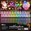 Set de 60 Plumas de Contorno Metálicas de Doble Línea Oníricas, Pluma con Purpurina, Marcador de Color Metálico, Pluma Marcadora Fluorescente para Diario