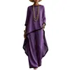 Comercio exterior transfronterizo europeo y americano 2026 nuevo estilo diseño irregular blusa de manga larga y pantalones de pierna ancha traje holgado de dos piezas para mujer