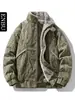 Enbu Invierno Hombres Estilo Americano Marca de Moda Cuello Alto Ropa de Trabajo Chaqueta de Algodón Hombres Forro Polar Engrosada Cálida Elegante Abrigo Exterior