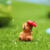 Adornos de paisaje en miniatura, manualidades de resina, decoraciones de paisajismo DIY, tres tipos de figuritas de animales con sombrilla, decoraciones para plantas en maceta