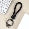 Llavero con cuerda trenzada de cuero simple para coche, llavero de metal para motocicleta, bolso escolar, pequeño regalo