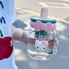 Taza de Agua Linda de Gatito para Niñas, Vaso de Vidrio de Aspecto Elegante con Popote, Taza de Té Resistente al Calor para Oficina, Taza de Café