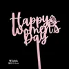 Celebridade da Internet Decoração de Bolo Dia da Mulher 38º Cartão Coração Feliz Dia da Mulher Decoração de Confeitaria Topper Inserção