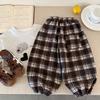 Pantalones Infantiles Bangcheng 2026 Primavera Nuevos Estilo Coreano Holgados Cuadros Casuales para Niños y Niñas, Pantalones Jogger para Niños