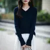 Suéter de lana de hilo fino transfronterizo para mujer, reversible por delante y por detrás, cuello grande, uso versátil, tacto de alta gama, estilo casual, rentable