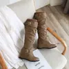 Nuevas Botas British Knights Costura Cinturón de Lana Hebilla Botas Altas Cuña Botas Casuales Amazon deseo Botas de Comercio Exterior