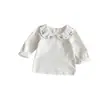 Ropa Nueva de Otoño 2025 para Niñas Camiseta Básica de Manga Larga para Bebé Cuello de Muñeca Bordado Camiseta Exterior Versátil
