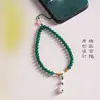 Cordão para Celular Original de Ágata Verde Natural com Contas Estilo Chinês Pingente de Corrente para Celular Feminino Cristal Rosa