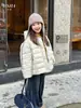 Jaqueta de Penas Yojia para Meninas Inverno 2025 Nova Quente Fashionável Blusa com Capuz para Meninas Casaco de Inverno Infantil