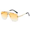 Estallidos transfronterizos Caja para gafas de sol sin montura de doble viga de otoño europea y americana Gafas de sol retro para hombre Gafas de sol de moda transfronterizas