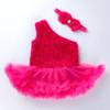 Comércio Exterior Transfronteiriço atacado de roupas infantis para meninas Dia dos Namorados estilo princesa rosa com ombro inclinado vestido ha macacão conjunto