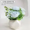 Flores Artificiais Transfronteiriças, Ornamentos de Flores para Decoração de Sala de Estar, Buquês Secos para Interior, Vasos de Cerâmica, Flores de Seda, Pequenas Plantas em Vasos, Decorações de Mesa, Plantas Verdes