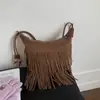 Bolsa de Braço com Design de Nicho para Mulheres Pedido Estrangeiro Nova Bolsa Estilo Retrô Boêmio com Franjas Bolsa de Ombro Único Transversal