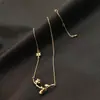 Colar com Pingente de Flor de Esmalte Pintada à Mão Folha Verde Novo Original de Verão Design Pequeno Fresco Colar para o Dia a Dia