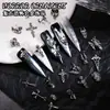 Joias de unha de cruz novas transfronteiriças para Halloween, punk, liga metálica escura, acessórios de unha DIY