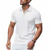 Camisas polo masculinas europeias e americanas transfronteiriças, casual de negócios, corte solto, tecido de malha de secagem rápida, polo de manga curta de verão para golfe atacado