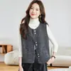 Chaleco sin mangas engrosado para mujer, chaleco chaqueta holgado adelgazante para la cintura, otoño invierno, nueva prenda exterior, cárdigan corto de cuello redondo, top versátil