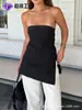 Estilo Minimalista de Verano Sexy Top de Algodón y Lino Transfronterizo Europeo y Americano Personalizado Diseño Irregular con Abertura Cintura Ajustada Top Tubo
