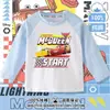 Ropa con temática del coche Rayo McQueen para niños pequeños, tops finos de primavera y otoño, camiseta de algodón para niños con mangas raglán largas, moderna