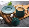 Taza de Café con Esmalte Verde Nuevo Juego de Tazas de Cerámica Simple para Uso Doméstico Taza de Agua Jinfulan Conveniente y Moderna