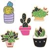 Broche con forma de maceta de estilo coreano para mujer, insignia de cactus de dibujos animados, alfiler para bolso, joyería