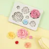 Molde de Silicone Flor Rosa Molde para Bolo Chocolate Ferramenta de Decoração de Bolo de Casamento Molde para Sovar Fondant