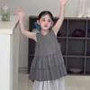 Vestido Chaleco sin Mangas para Niñas Verano 2026 Estilo Mori Nuevo Estilo Coreano para Niños Moda Elegante Cubre Glúteos Conjunto de Pantalones de Pierna Ancha