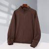 Nueva Sudadera con Cremallera de Otoño e Invierno Forrada de Felpa Tejida Color Puro Suelta Moderna Sencilla Versátil Cuello Alto Hombro Descubierto Raglán Cárdigan