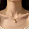 Accesorio de Collar de Acero de Titanio con Cierre de Perla Rota Estilo Chanel, Joyería de Lujo Ligero para Mujer, Gargantilla de Diseño Nicho Cadena para Clavícula