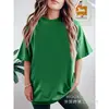 [Camiseta de Algodão Tamanho Europeu] Camiseta 100% Algodão Manga Curta Gola Redonda Poliéster Cor Sólida Lisa Camiseta Casual para Casal