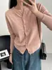 Suéter rosa suave estilo coreano para mulheres, cardigã de tricô macio e amigo da pele, tamanho único preto, branco, damasco, rosa