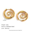 Anillo Espiral Estrella de Mar de Temperamento Acero Inoxidable Chapado en Oro de 18K Alambre Irregular Enrollado Pendientes de Concha de Perla Verano