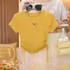 Conjunto de saia e top para meninas, novo estilo de verão para crianças mais velhas, conjunto de duas peças com saia curta de malha degradê e blusa de manga curta