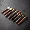 Colher de Chá de Sândalo Preto com Cabo Longo, Pá de Chá, Colher de Chá Kung Fu Tea, Pá Única para Folhas de Chá, Acessórios para Conjunto de Chá
