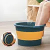 Cubo portátil plegable para pedicura para uso doméstico, tina engrosada para remojar los pies con función de masaje, bañera para pedicura elevada y profunda