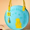 Bolsa de fieltro para el Festival de Medio Otoño, Caja de regalo redonda para pastel de luna, Bolsa de mano de fieltro, Bolsa redonda de fieltro hecha a medida del fabricante