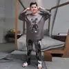 Pijama Infantil Masculino Primavera e Outono Conjunto de Algodão Puro Manga Longa para Crianças Fortinhas, Conjunto de Roupa Íntima Térmica Masculina