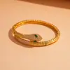 Pulsera de Oro Real de 18K Galvanizado con Circonita en Forma de Serpiente Pulsera Simple y Personalizada Transfronteriza Europea y Americana Joyería de Lujo Ligero de Alta Gama para Mujeres