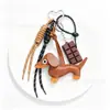 Chaveiro Pingente de Couro Dachshund Rosa Charme para Bolsa Animal Fofo de Desenho Animado Acessório Criativo