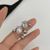 Pendientes Colgantes de Pin de Plata con Diamante Cuadrado y Perlas Redondas Pendientes de Diseño con Sentido de la Moda y el Temperamento Pendientes de Estilo Frío Hip Hop Pendientes Distintivos