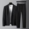 Traje Traje para Hombre Primavera y Verano Rayas Ligeras y Delgadas Plisado Moda Juvenil Tendencia Blanca Chaqueta de Traje Casual para Hombre