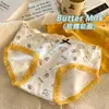 Bragas de algodón con refuerzo para mujer en color amarillo, estilo japonés de estudiante, refuerzo 100% algodón, estilo coreano de dibujos animados, ropa interior de alta estética y cómoda