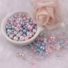 3-8mm furo reto cor redonda ABS imitação pérola duplo furo destaque contas soltas acessórios de vestuário DIY acessórios artesanais