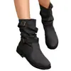 Botas de Mujer Cruzadas sin Cordones Otoño/Invierno Tacón Bajo Estilo Europeo Talla Grande Fruncidas Nuevo Estilo 2024 Botas para Mujer Botas Cortas