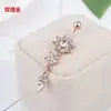 Explosiones de comercio electrónico transfronterizo piercing en el ombligo anillo para el ombligo oro rosa acero inoxidable para el ombligo incrustado con circonita joyería para perforaciones