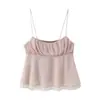 Comércio Exterior Transfronteiriço Novo Verão Roupas Femininas Doce Plissado em Camadas Casual Top Alça e Conjunto de Saia