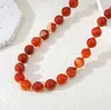 Colar Vintage de Pedras Naturais Ágata Vermelha Estilo Francês, Corrente para Clavícula de Luxo Leve Nicho Outono e Inverno, Acessório Elegante